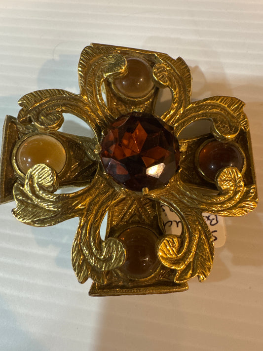RARE 3D BENEDIKT 1960s Maltese cross brooch