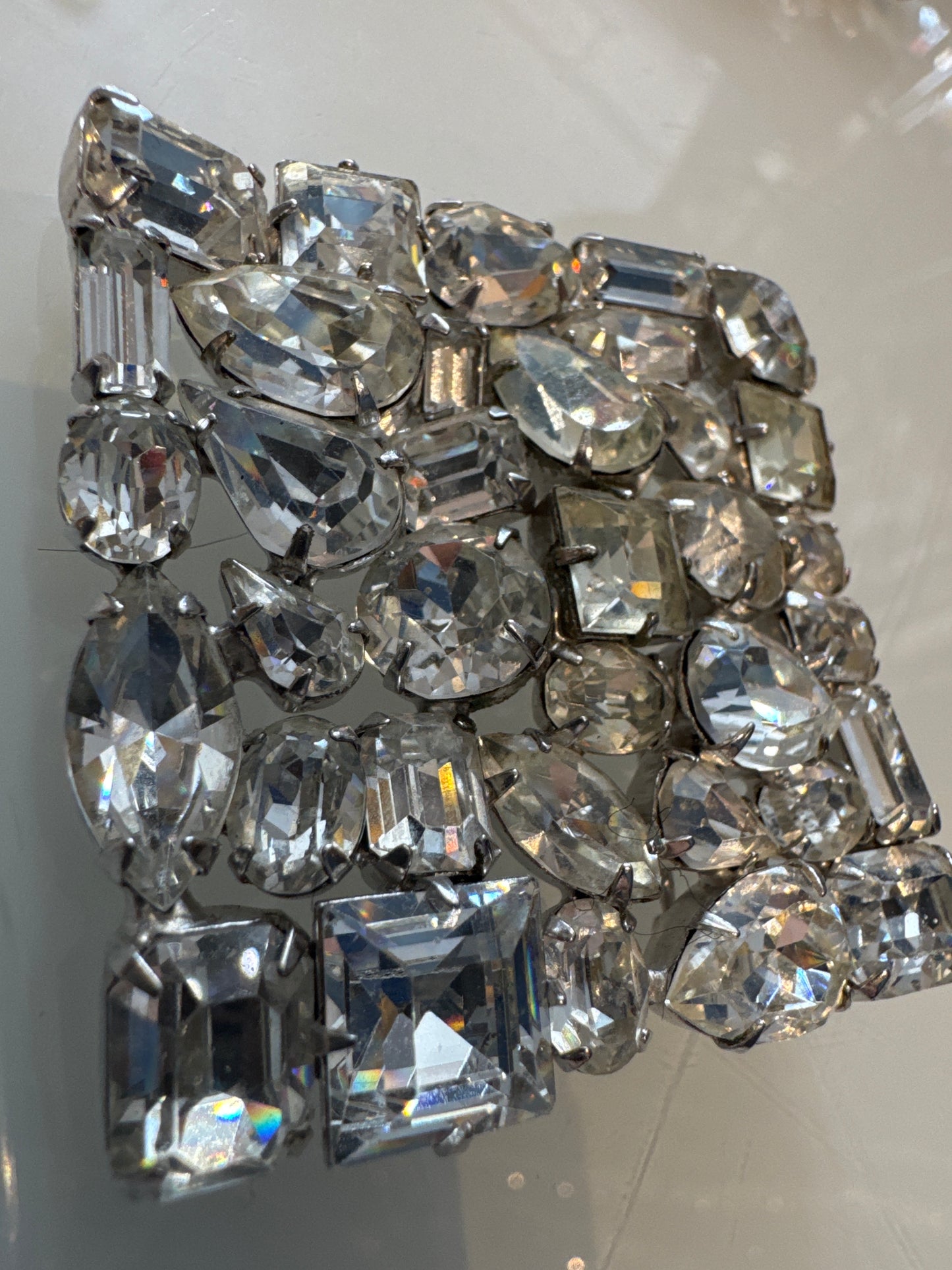 1950s signed WEISS rare square rhinestone brooch