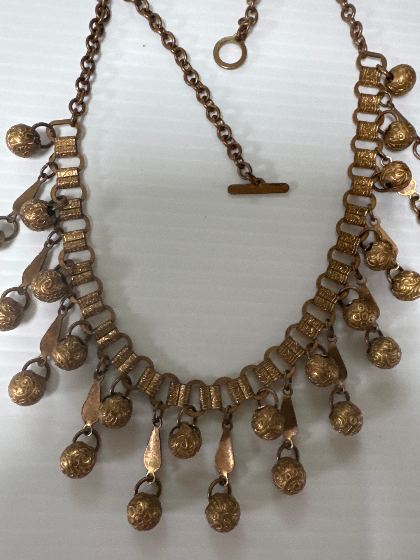 Beautiful brass book chain necklace with dangling beads