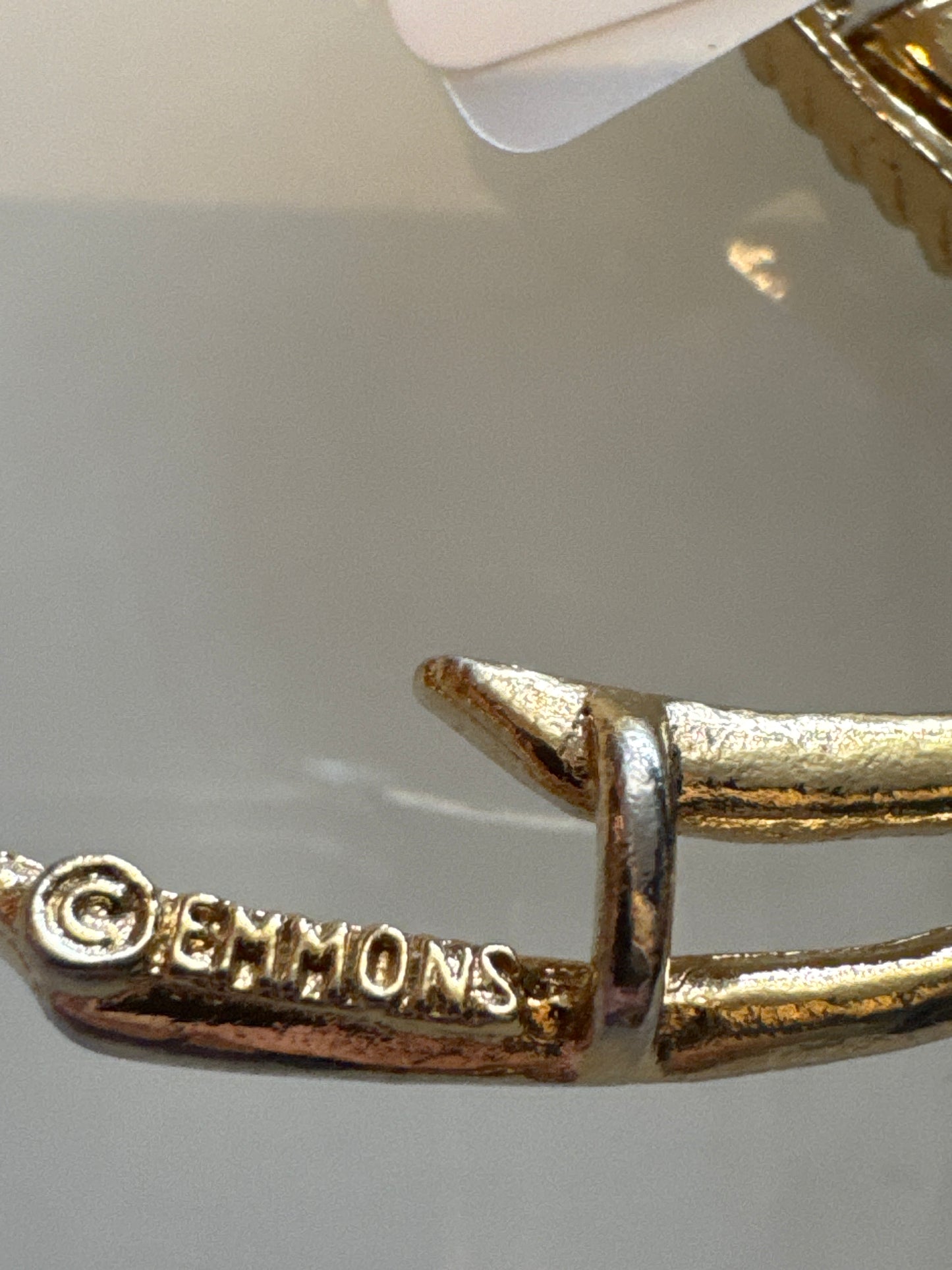 Beautiful jumbo signed EMMON gold tone brooch with Amber and pastel colored rhinestones. Is it a butterfly wing?