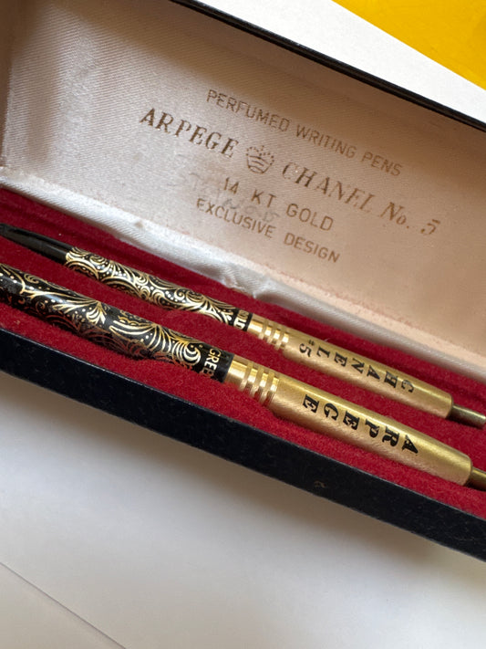 Vintage fragranced pen set with Chanel and Arpege pens