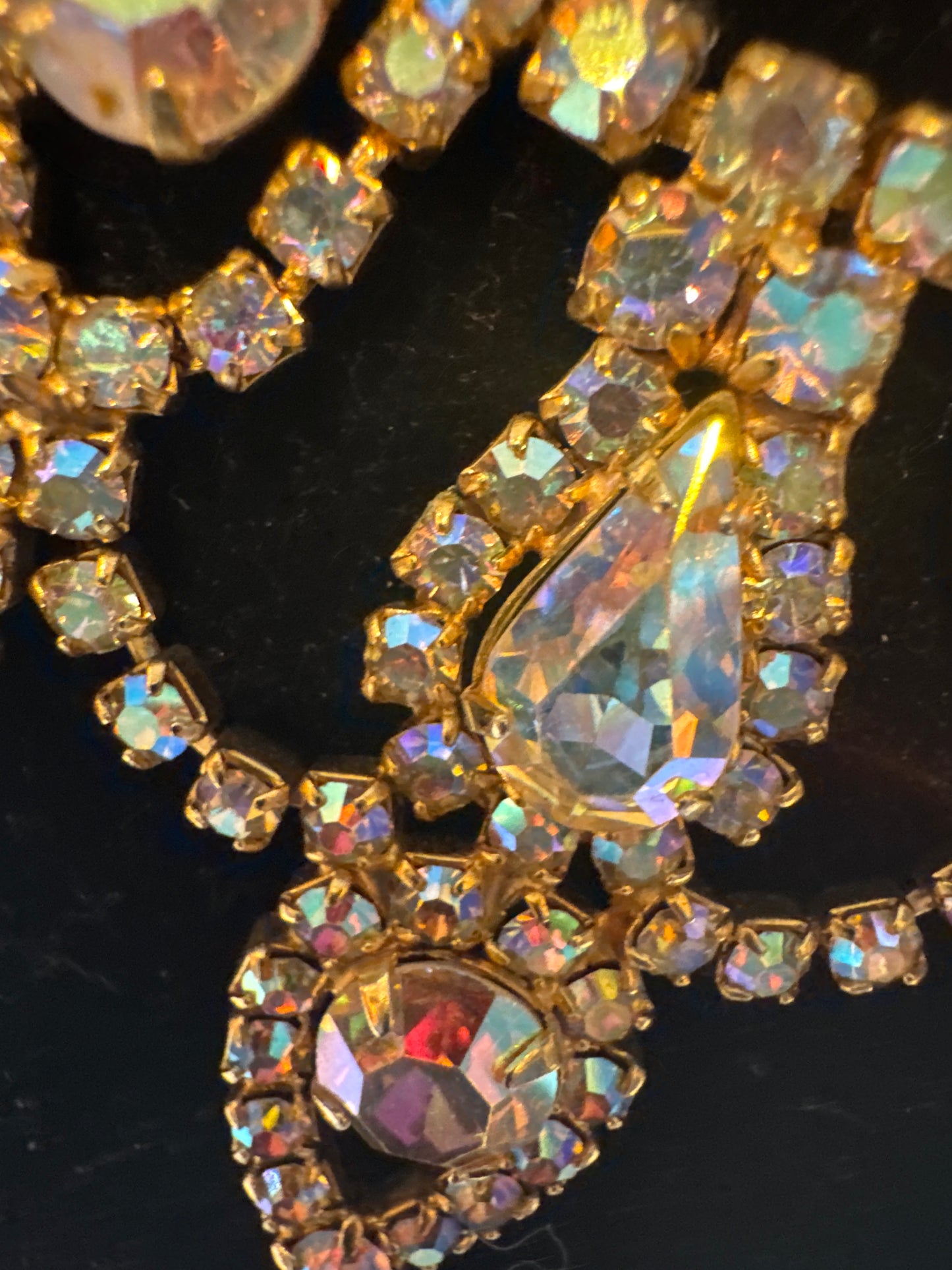 1950s aurora borealis bib necklace
