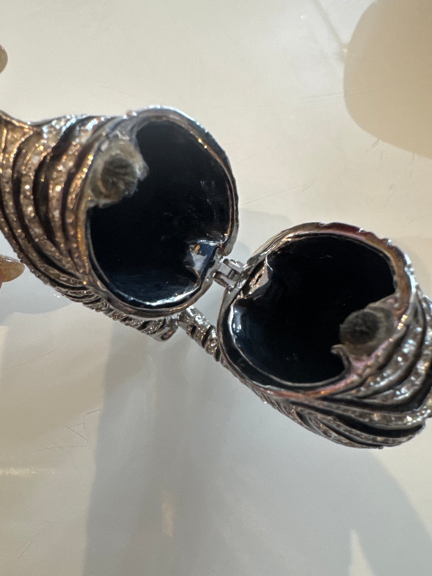 Vintage zebra rhinestone and enamel trinket box