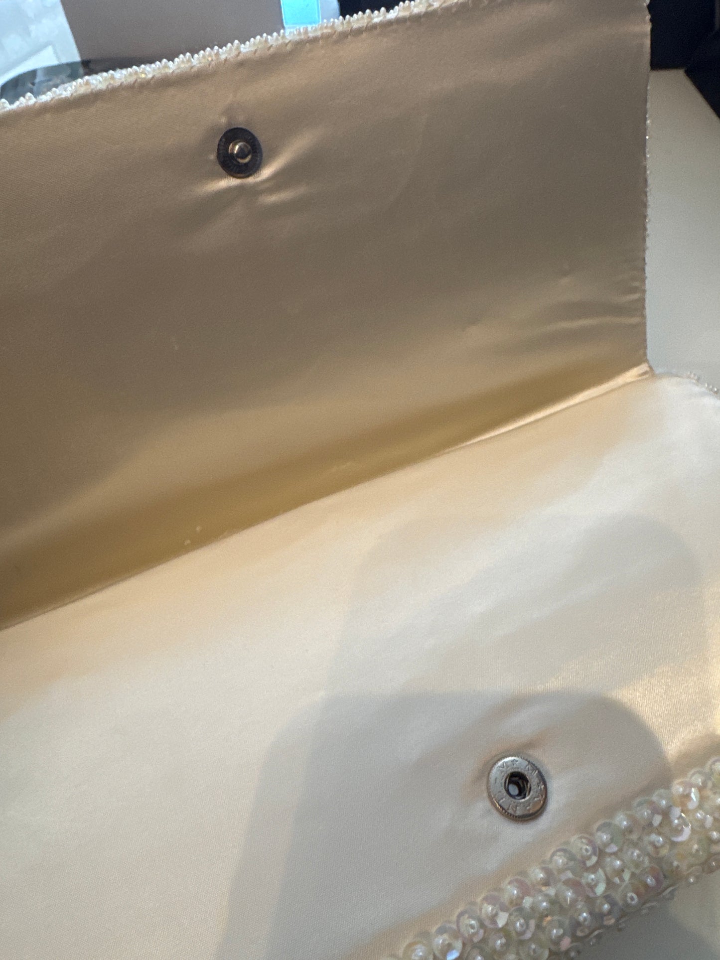 Beautiful ivory beaded envelope clutch from the 1950s by LA REGALE