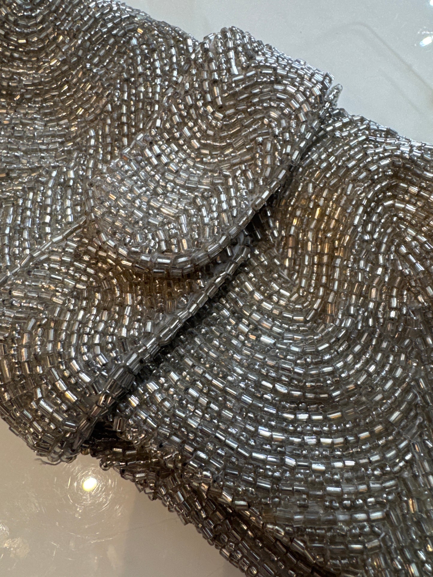1970s silver beaded clutch that can also be used as a jewelry roll