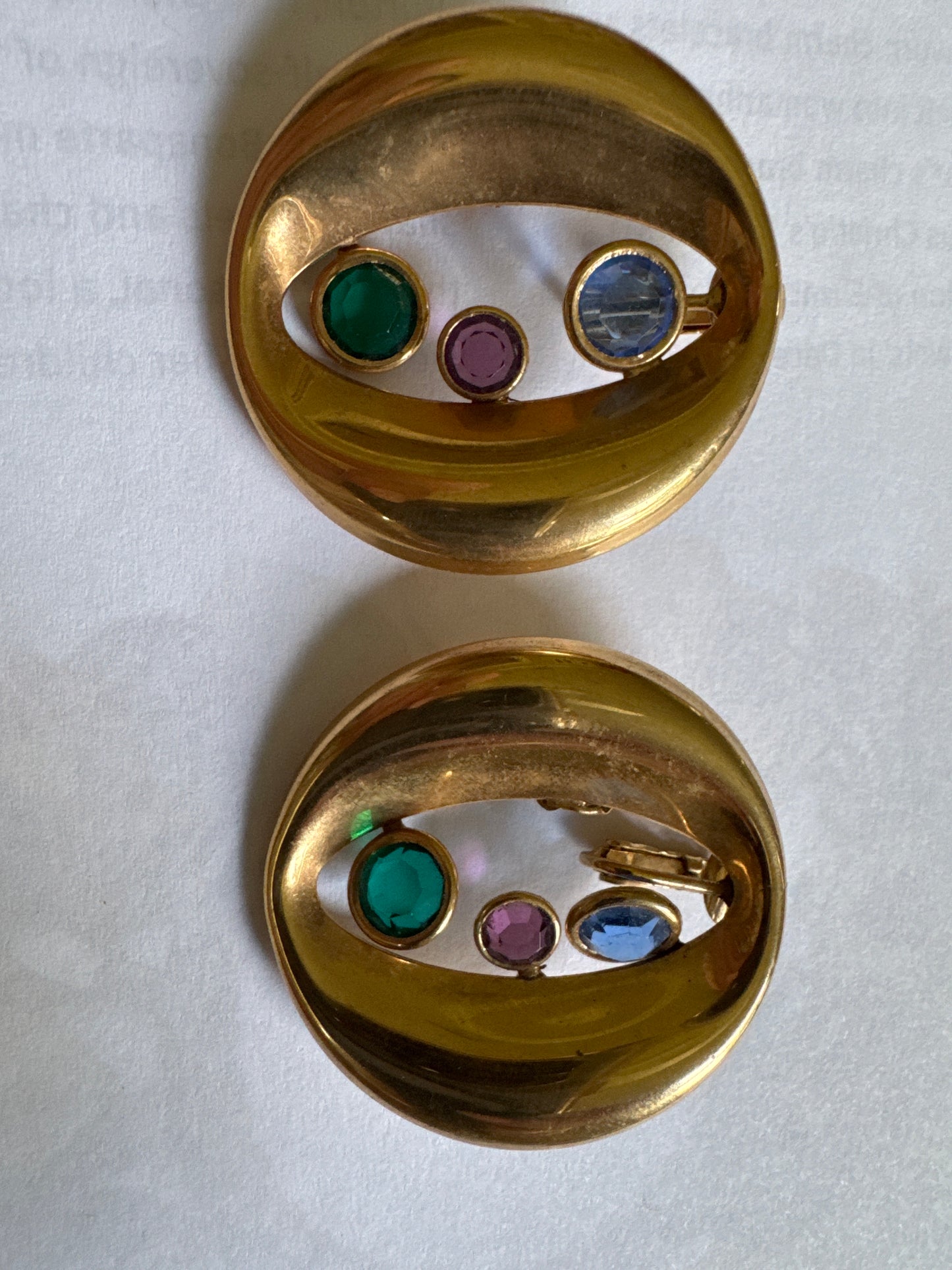 Tutti Frutti gold tone screw back earrings