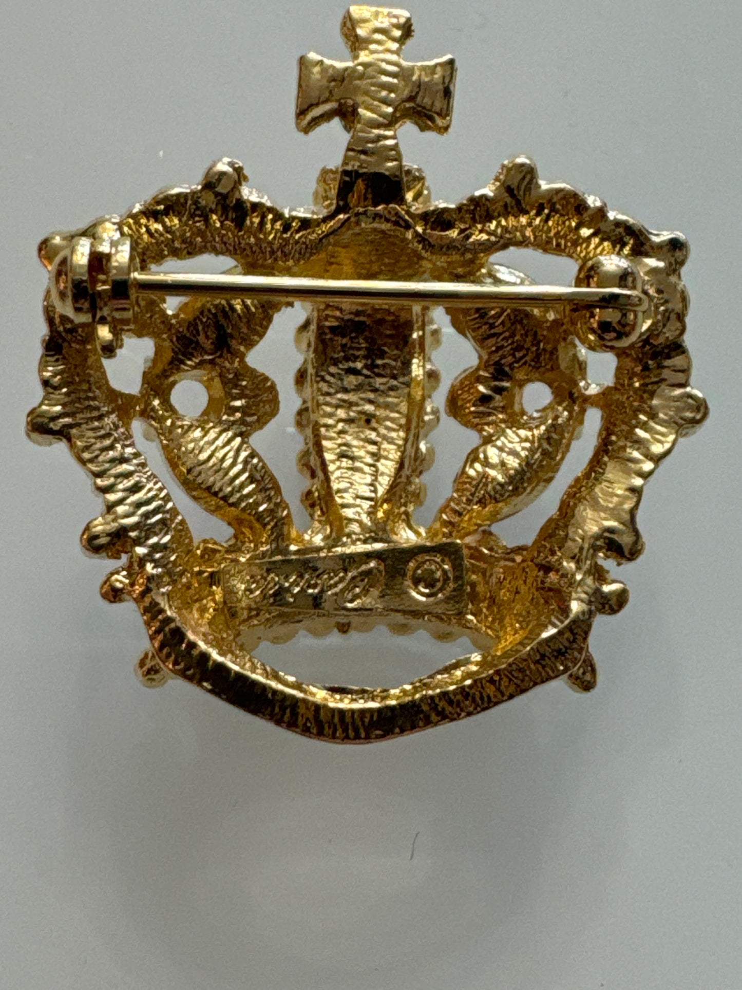 Signed Carina rhinestone crown brooch