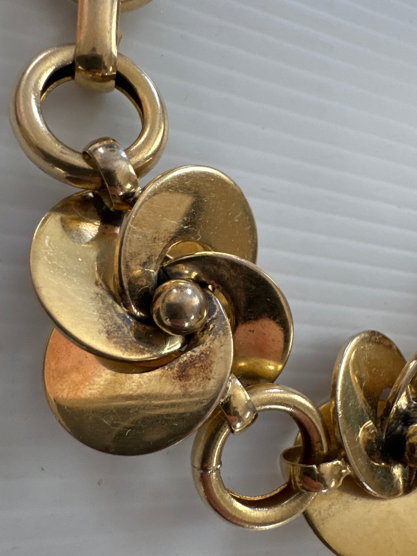 Early Hattie Carnegie gold plate necklace signed HC