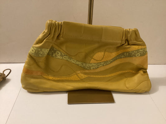 yellow tone leather and snake Carlos Falchi clutch