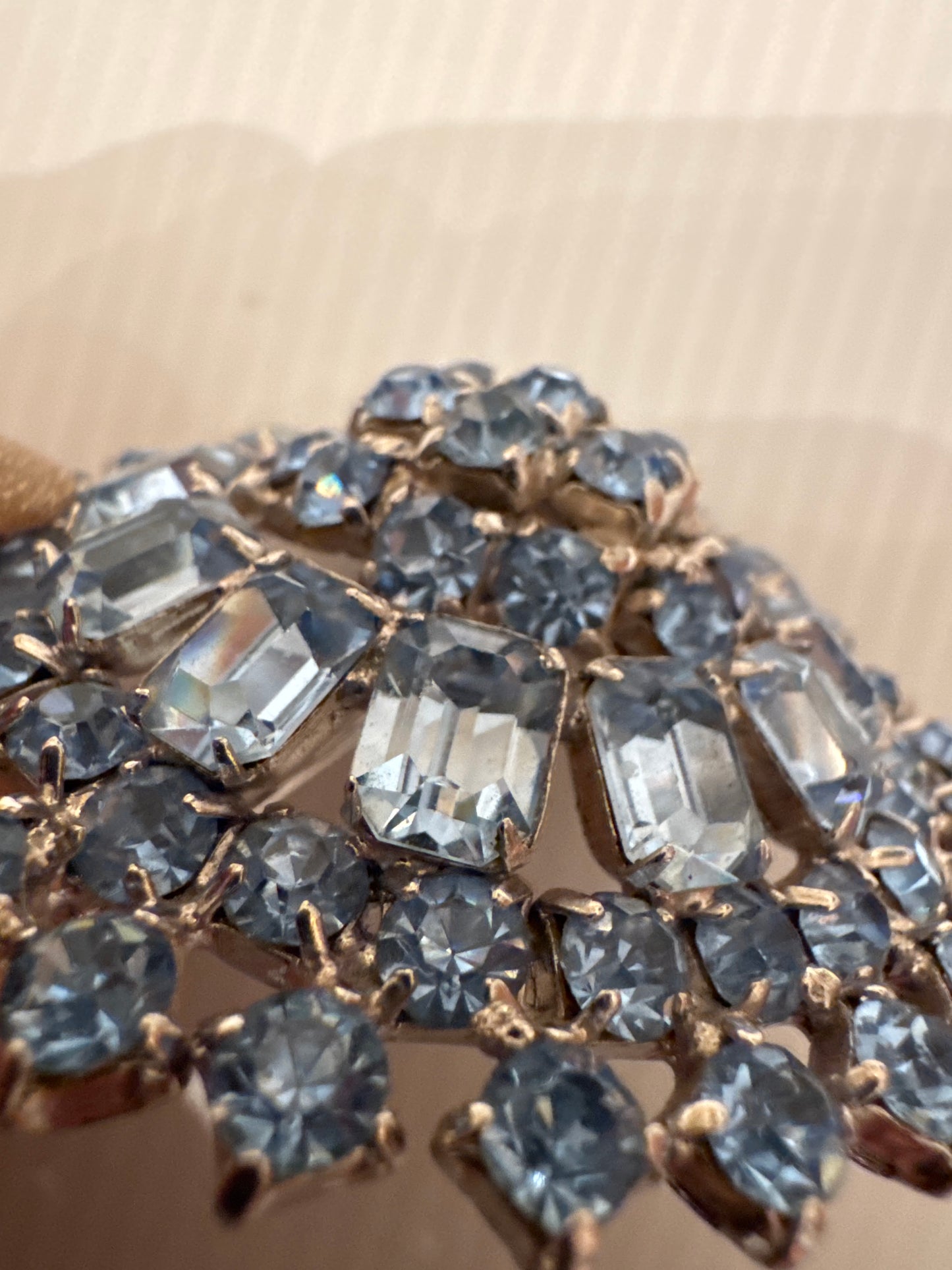 Stunning light blue rhinestone brooch