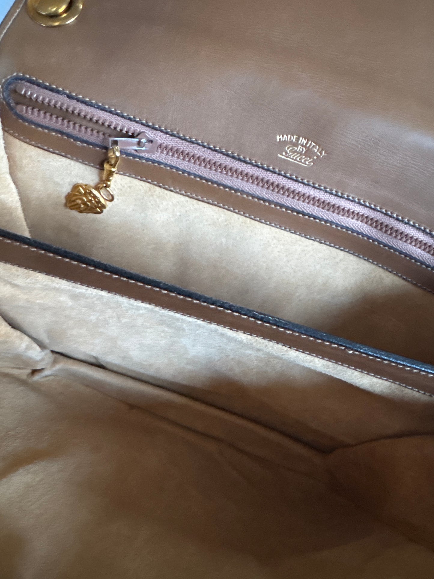 Fabulous vintage GUCCI canvas BLONDIE shoulder bag with tan leather strap and piping