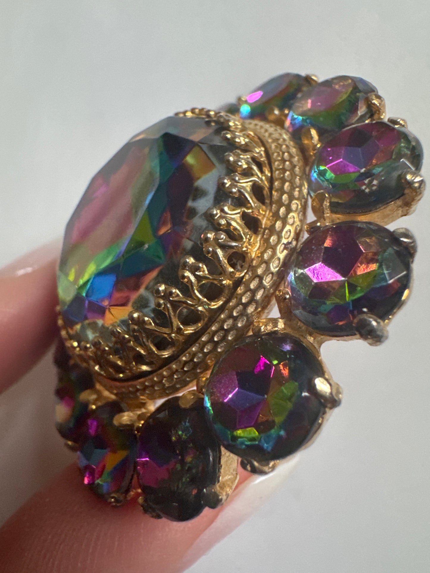 1940s signed SCHIAPARELLI watermelon Stone brooch