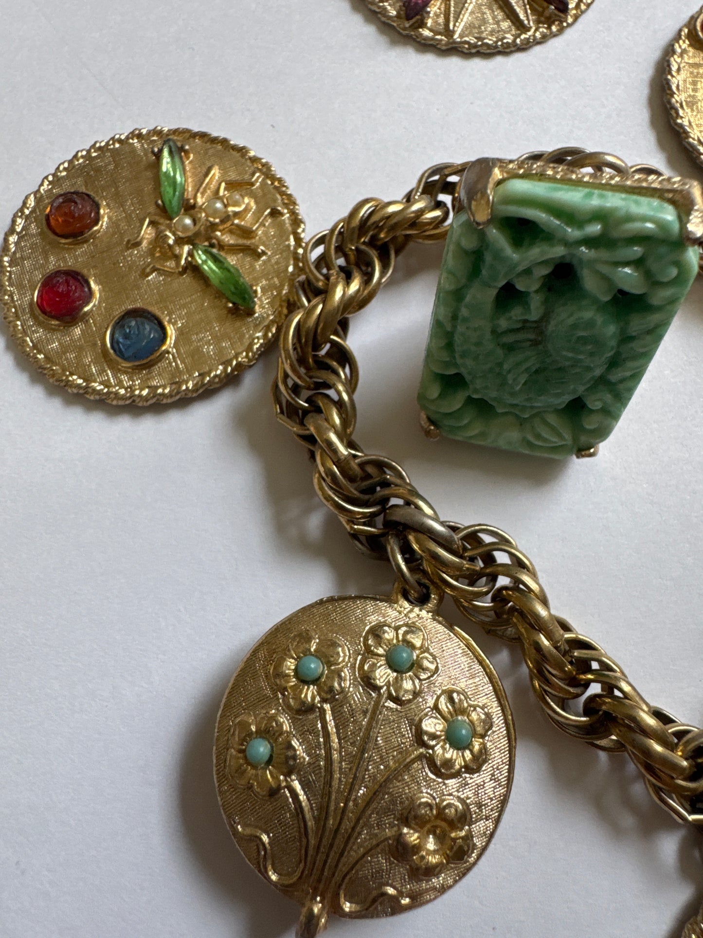 Fabulous mid-century, jumbo charm bracelet with extra charm
