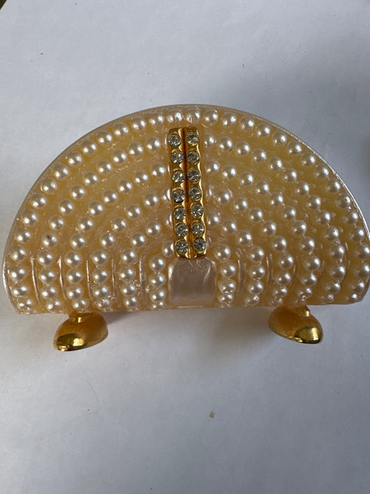 vintage faux pearl made in Italy card holder with rhinestones