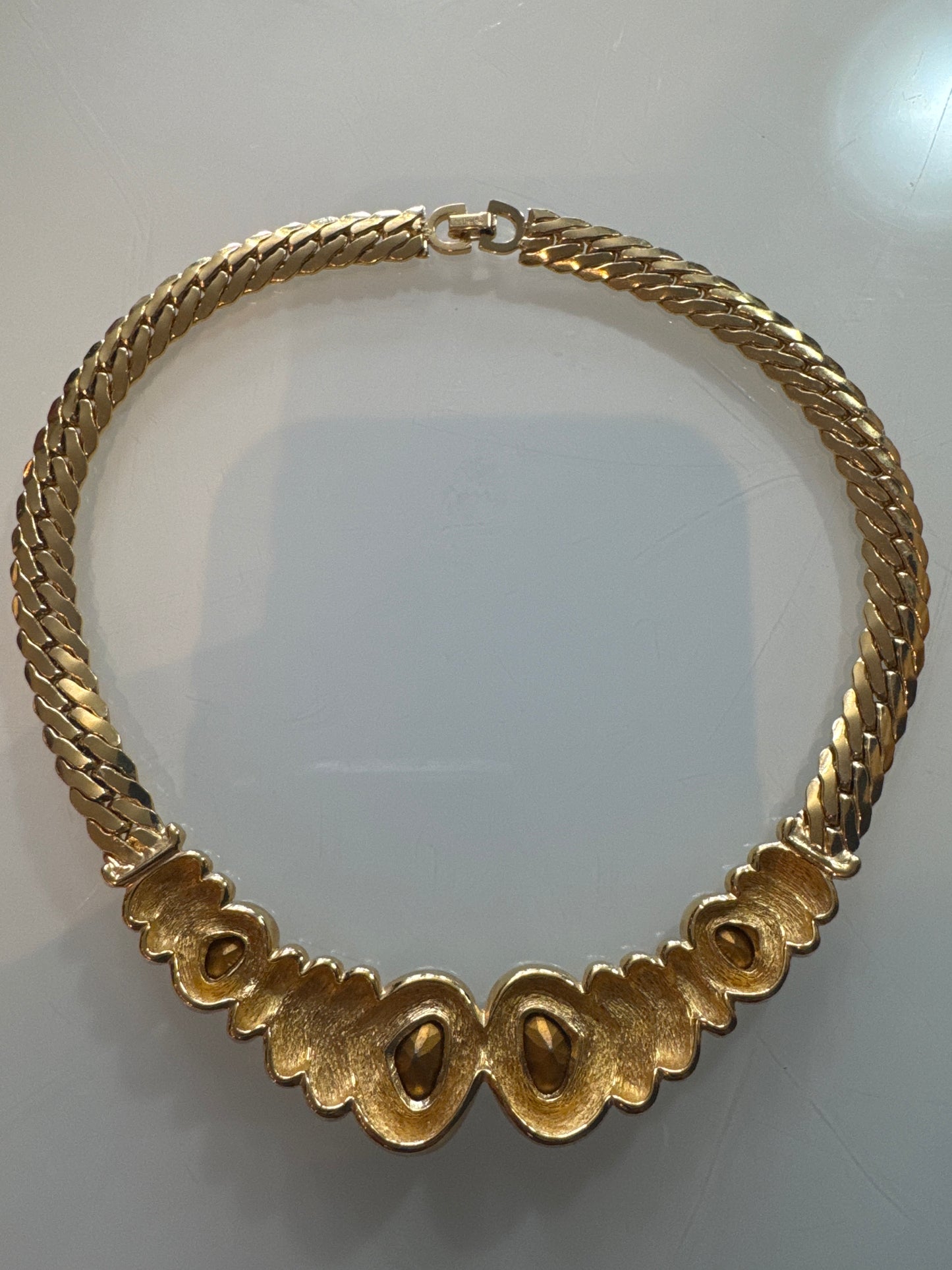 Beautiful 1980s signed Christian Dior, blue and purple rhinestone necklace