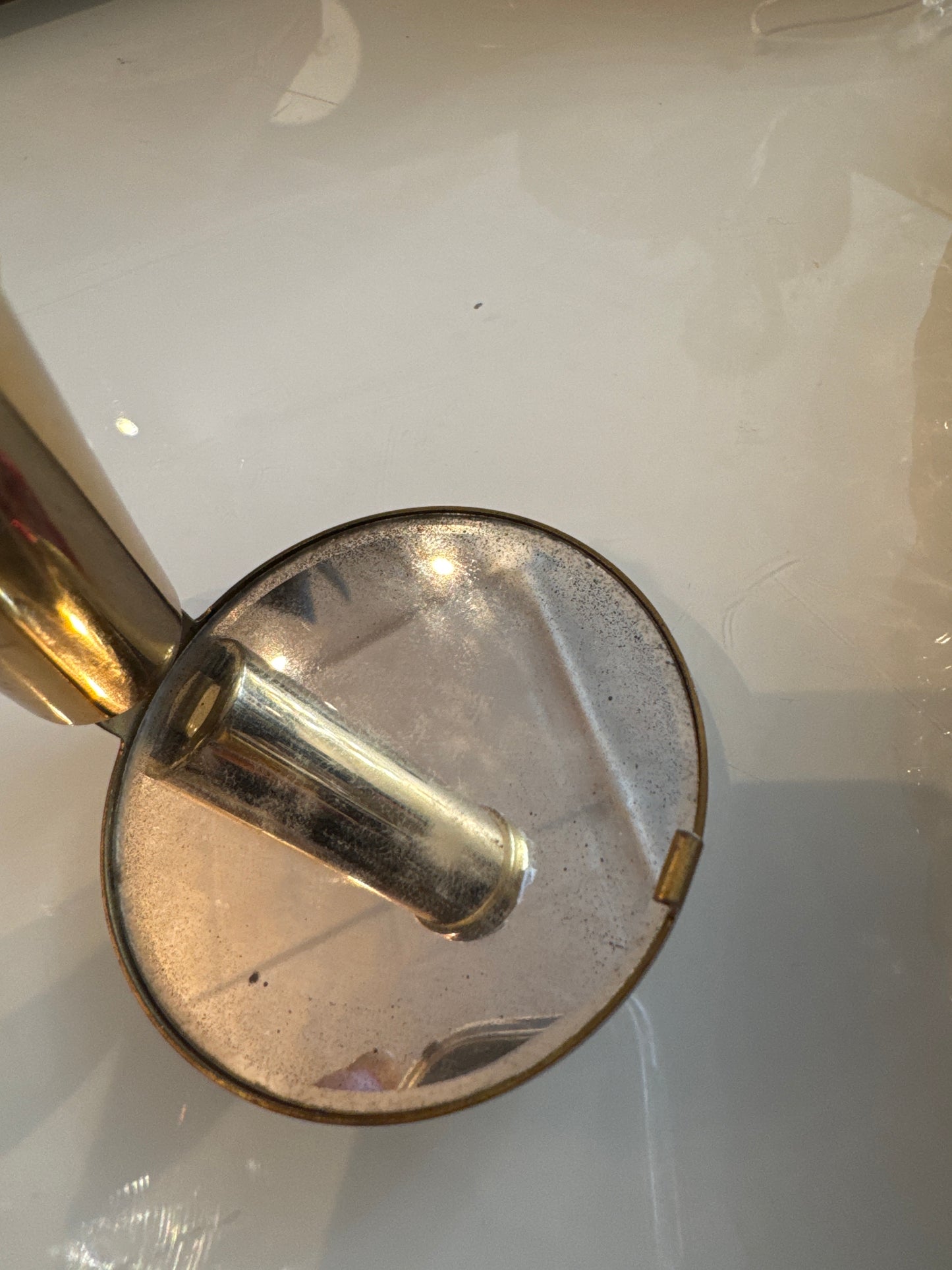 vintage refillable lipstick holder with mirror. Folds up.