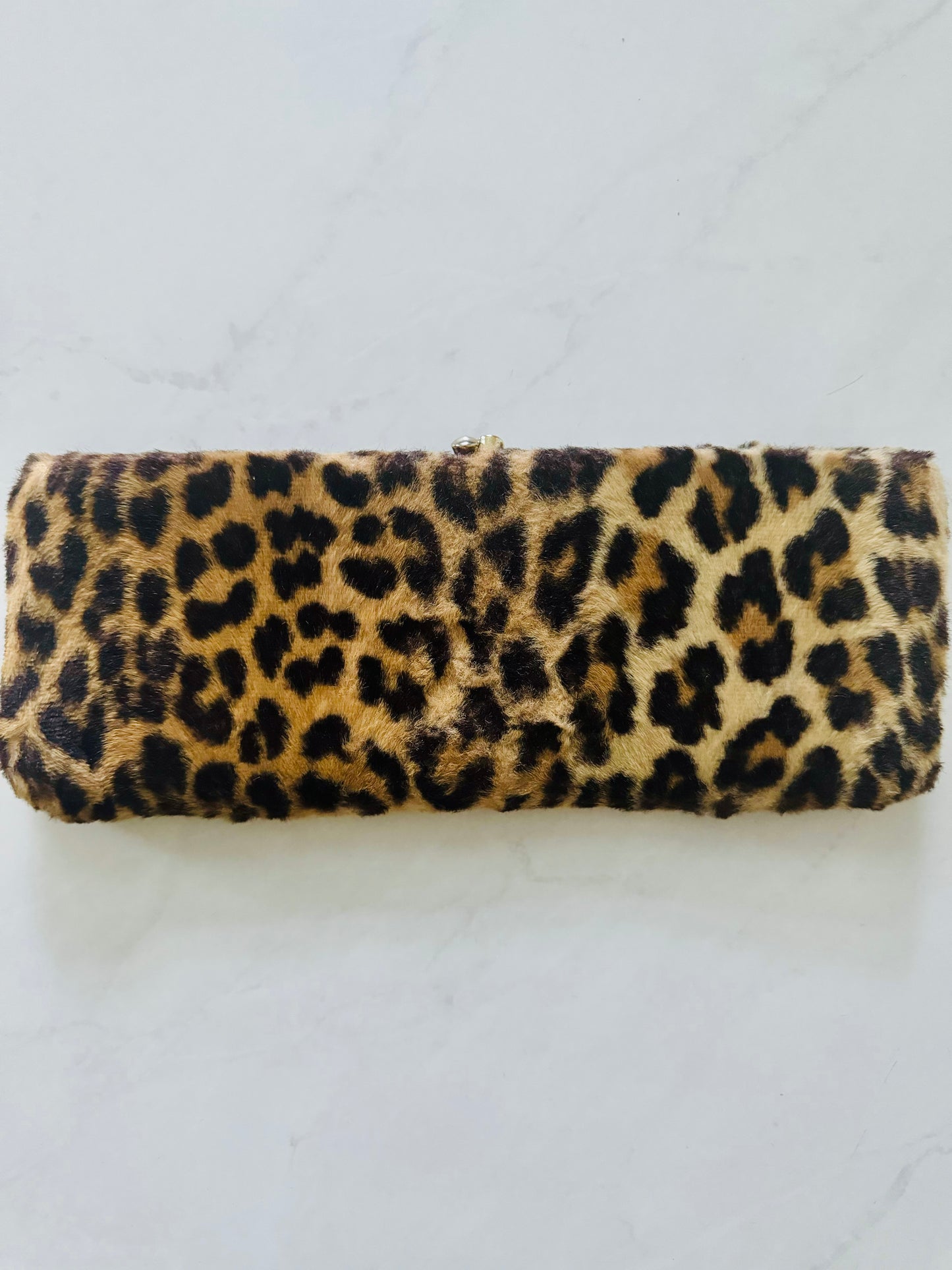 1950s faux leopard convertible clutch