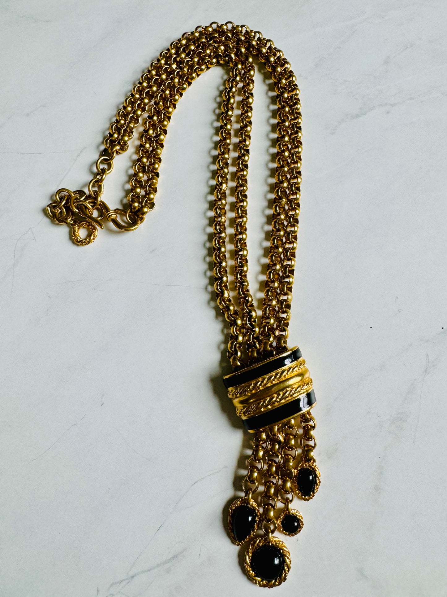 Spectacular 1970s tassel double chain necklace