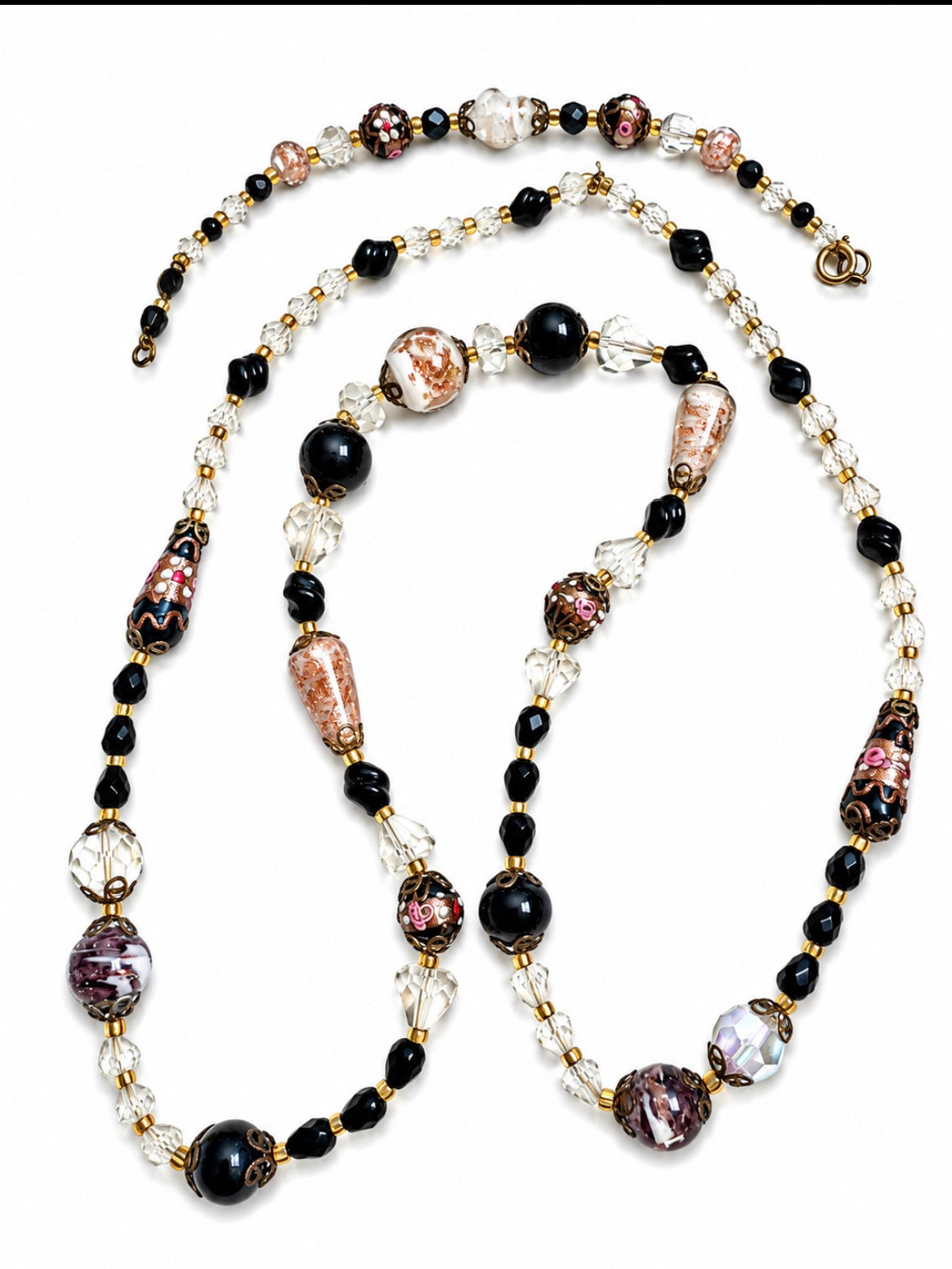 1980s Murano glass beaded necklace and bracelet set