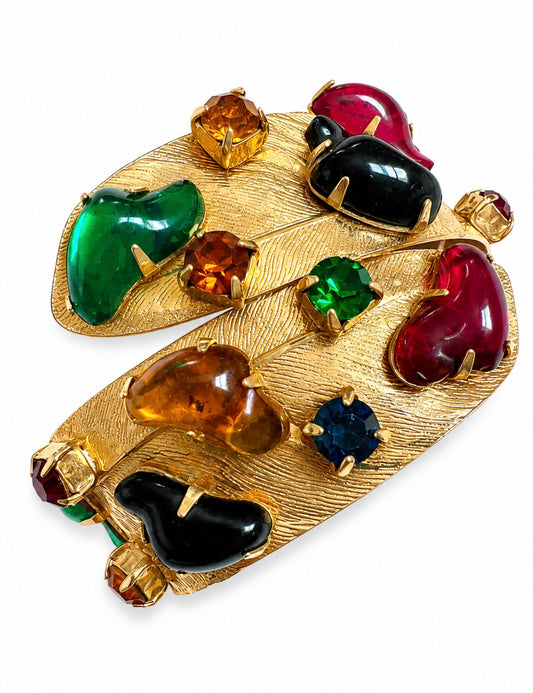 1970s gold tone and rhinestone clamper