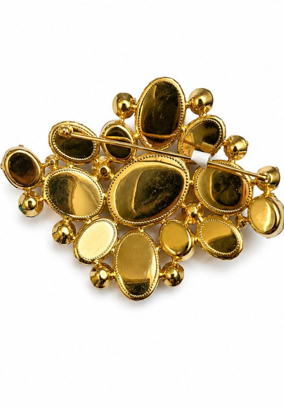 Gorgeous 1940s colored cabochon large brooch