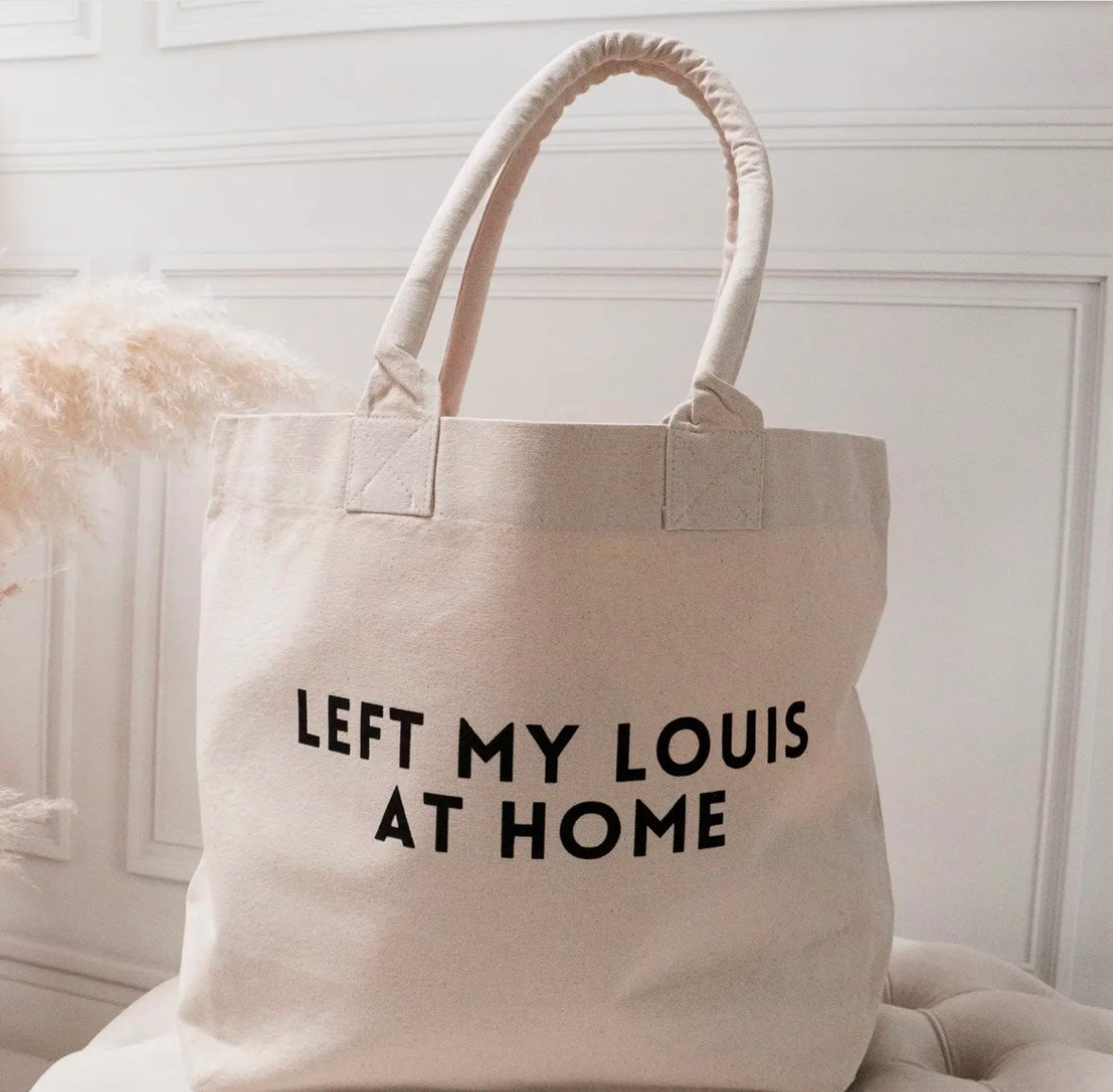 I Left My Louis at Home cotton canvas beach bag tote