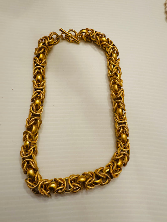 Vintage 1980s gold tone heavyweight rope chain necklace