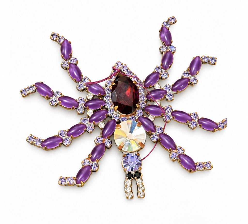 HUSAR.D Czech Glass Statement Spider Brooch