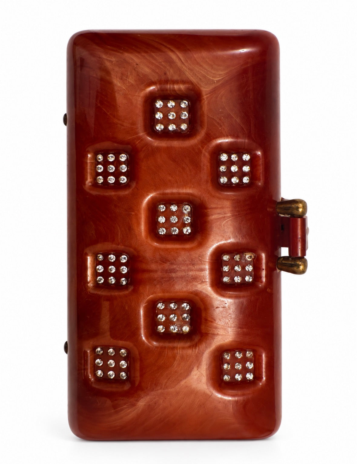 Beautiful 1950s lucite clutch with rhinestones