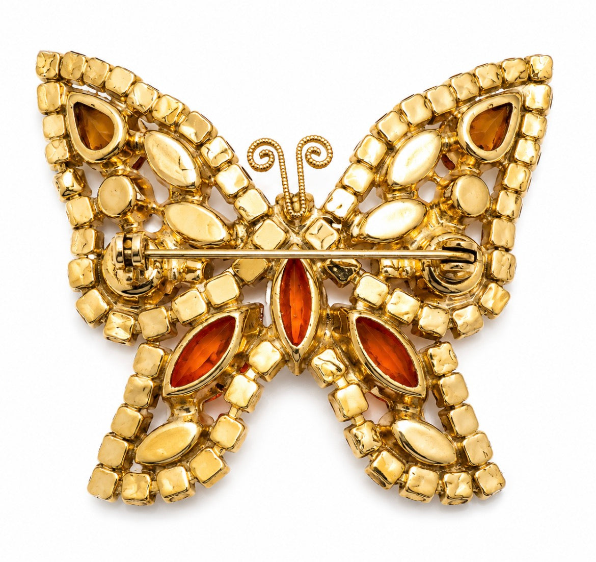 Vintage Autumn Rhinestone Butterfly Brooch c. 1950