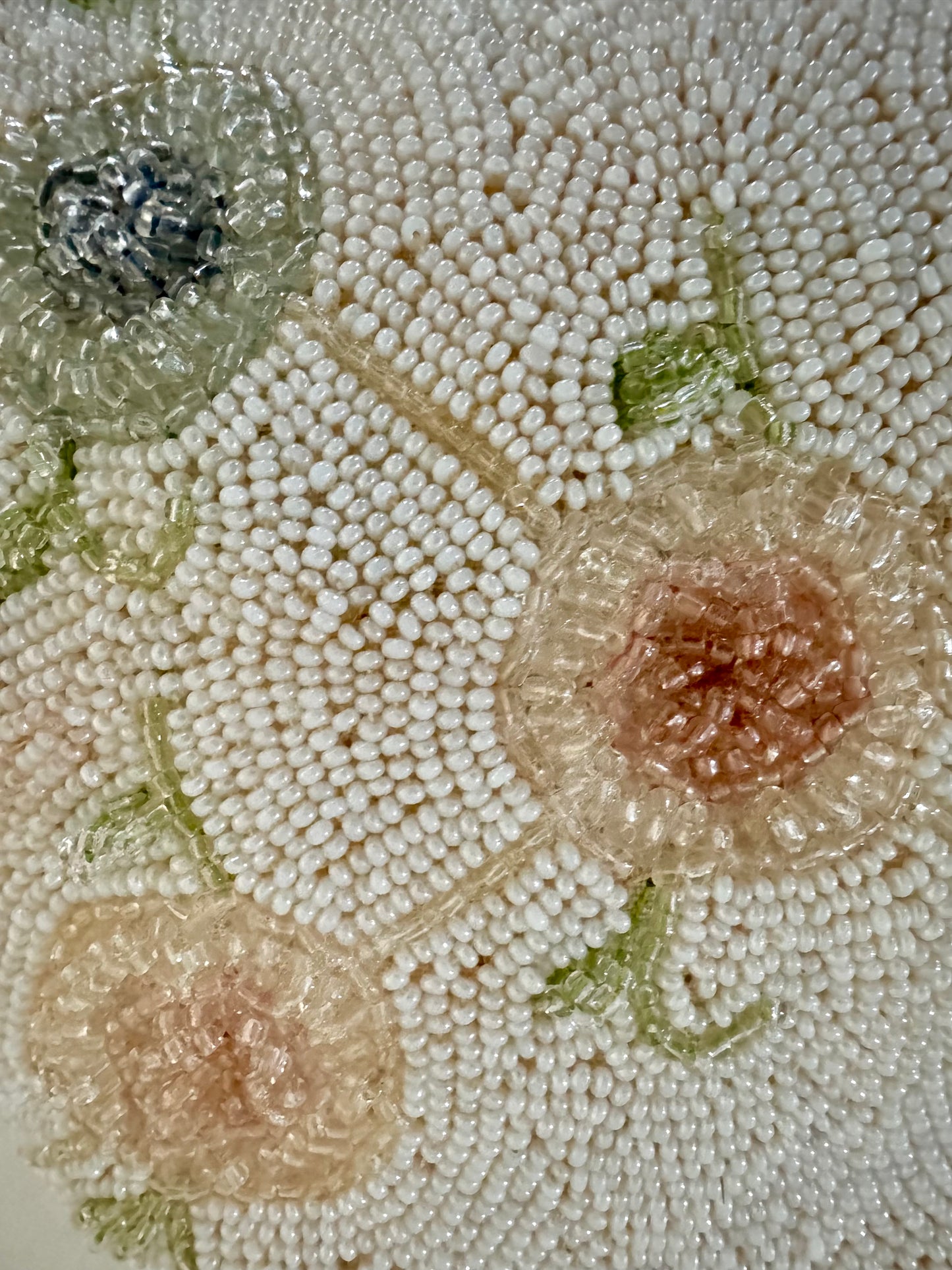 White beaded bag with flowers