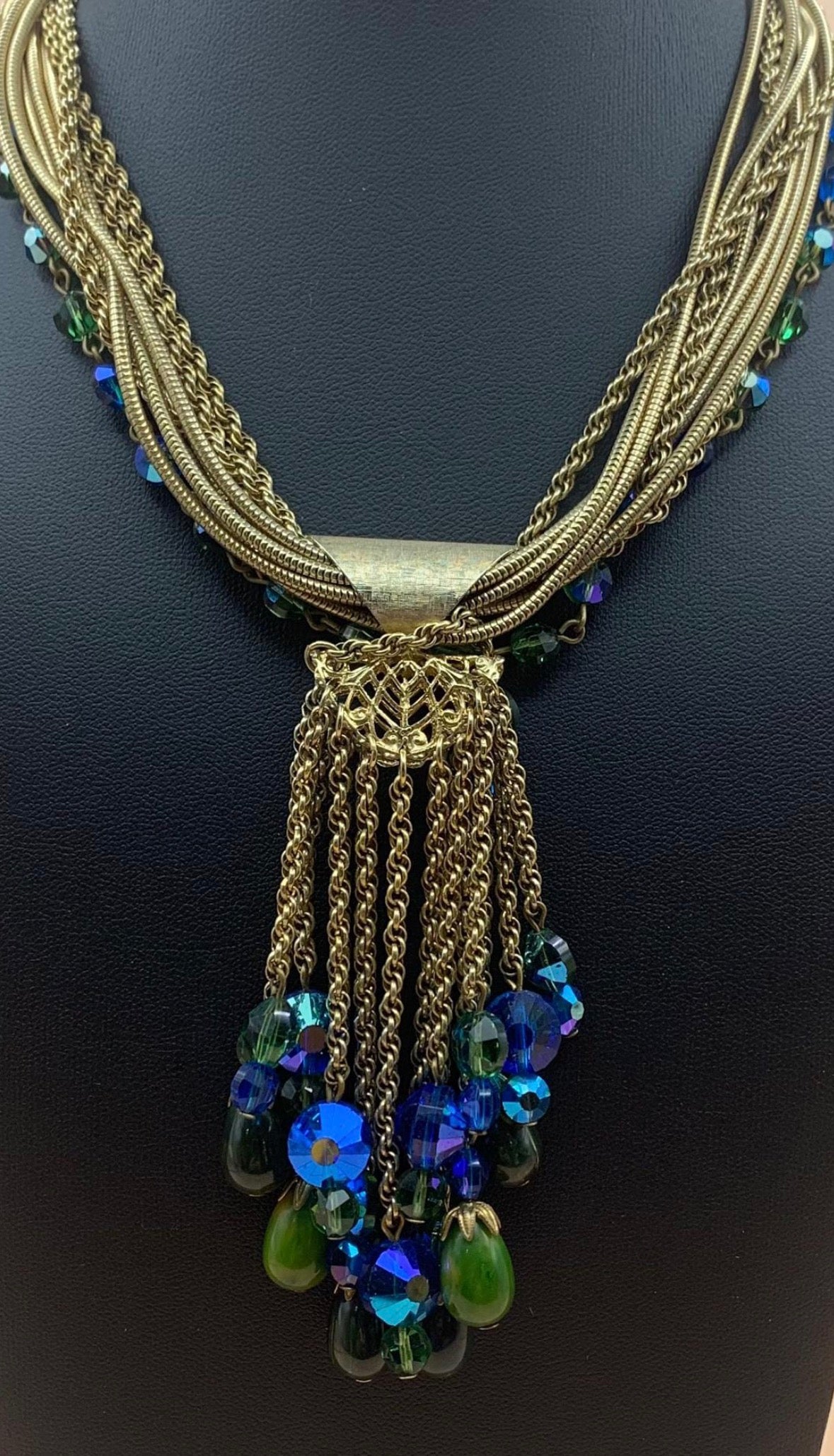 Signed Hobe 1940s statement necklace