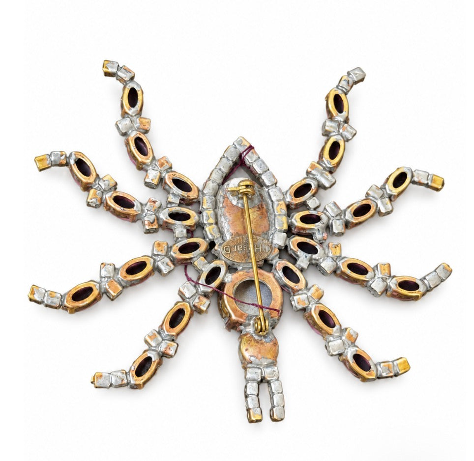 HUSAR.D Czech Glass Statement Spider Brooch
