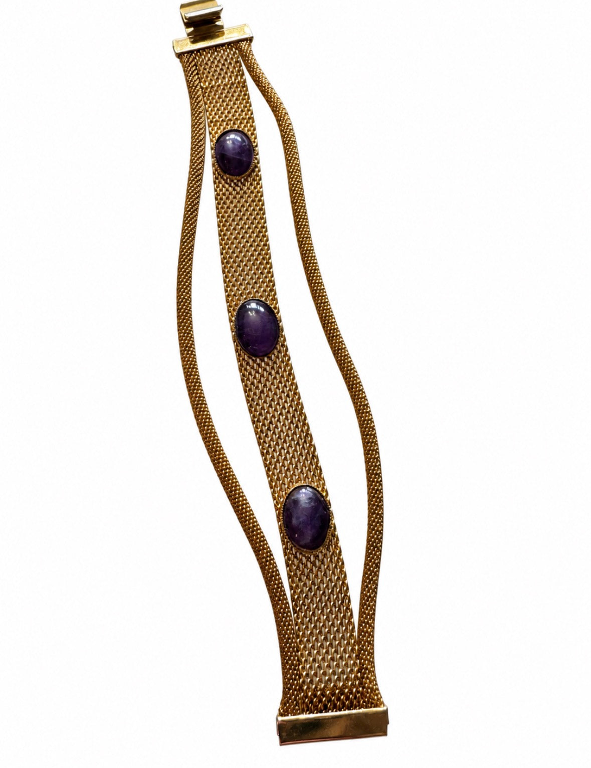 1960s purple cabochon mesh bracelet