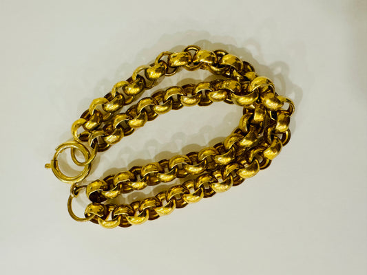 Vintage 1980s heavy weight gold tone double chain link bracelet