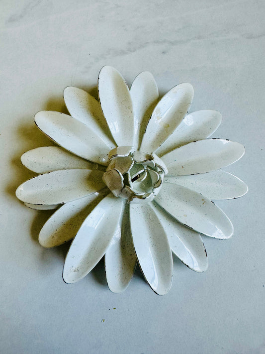 vintage white flower brooch