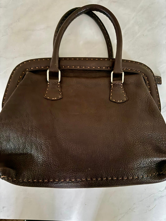 Vintage Fendi Selleria Adele Bag in Brown leather