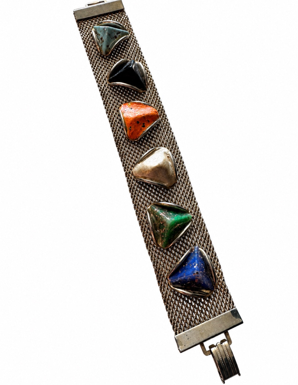 1960s mesh lucite cabochon bracelet
