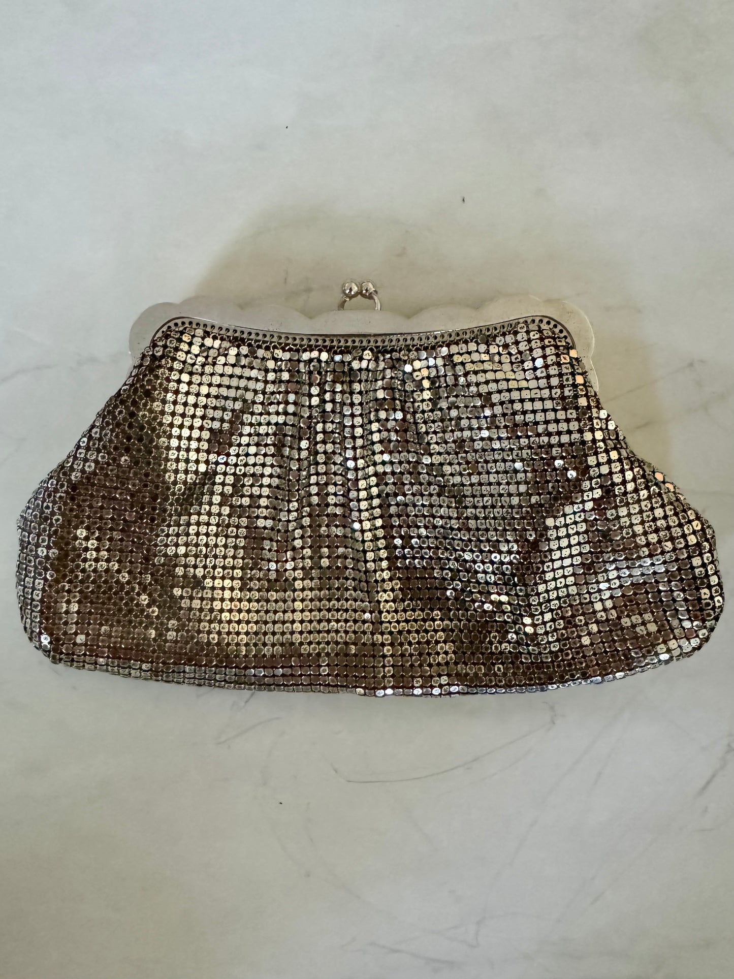 silver Whiting and Davis coin purse/card holder bag