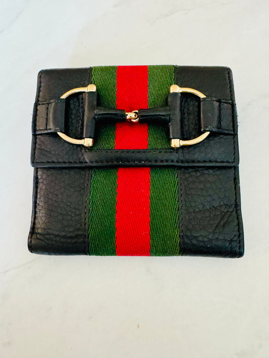 Vintage Classic All Leather Black Gucci Wallet