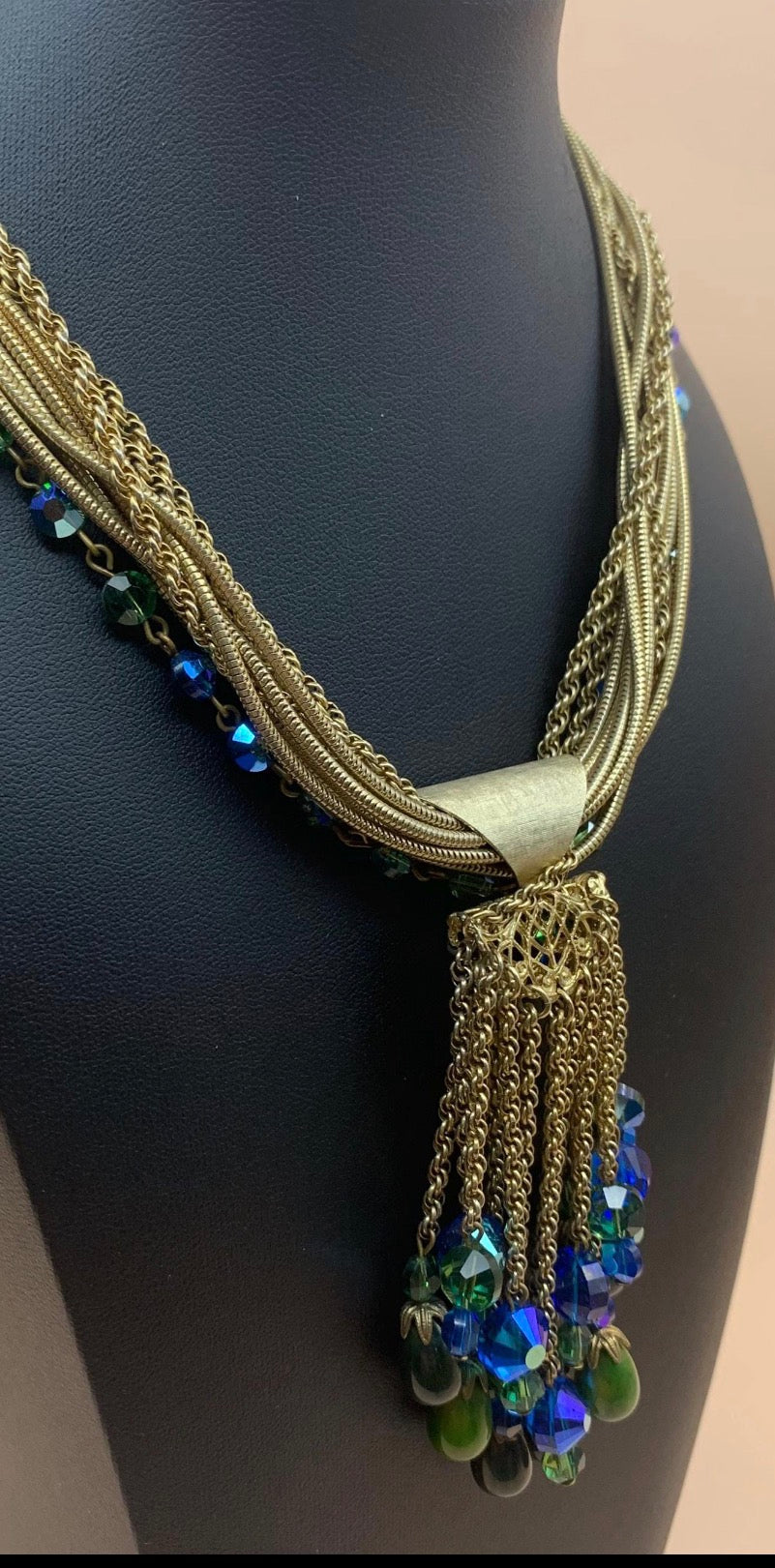 Signed Hobe 1940s statement necklace