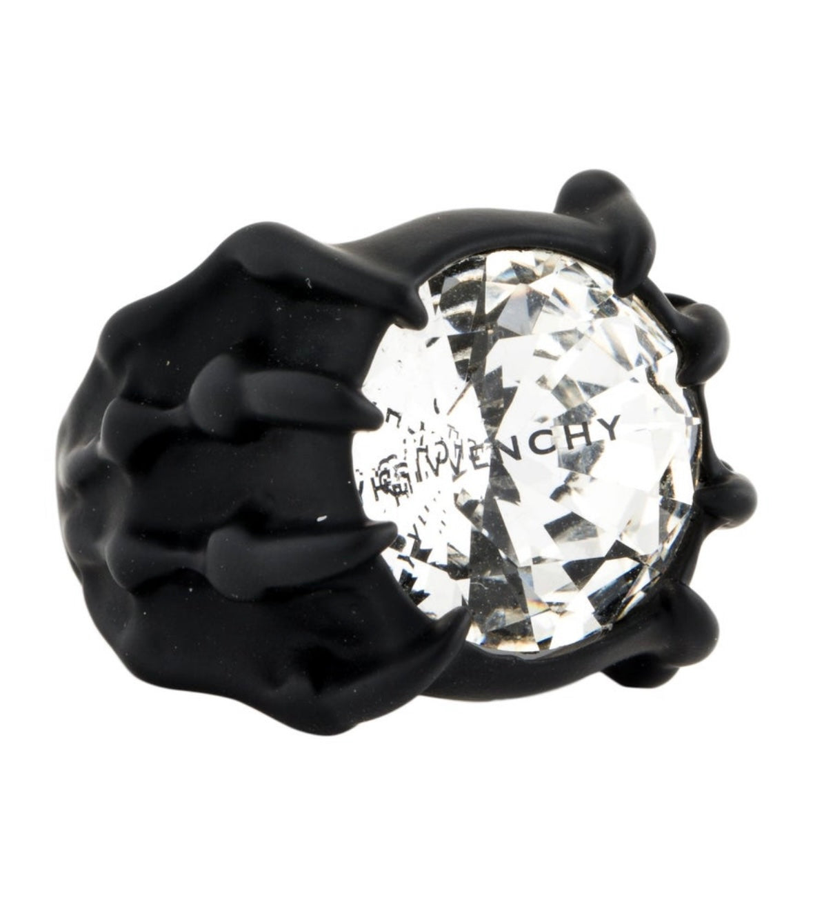 Givenchy black brass ring with big crystal stone with Givenchy