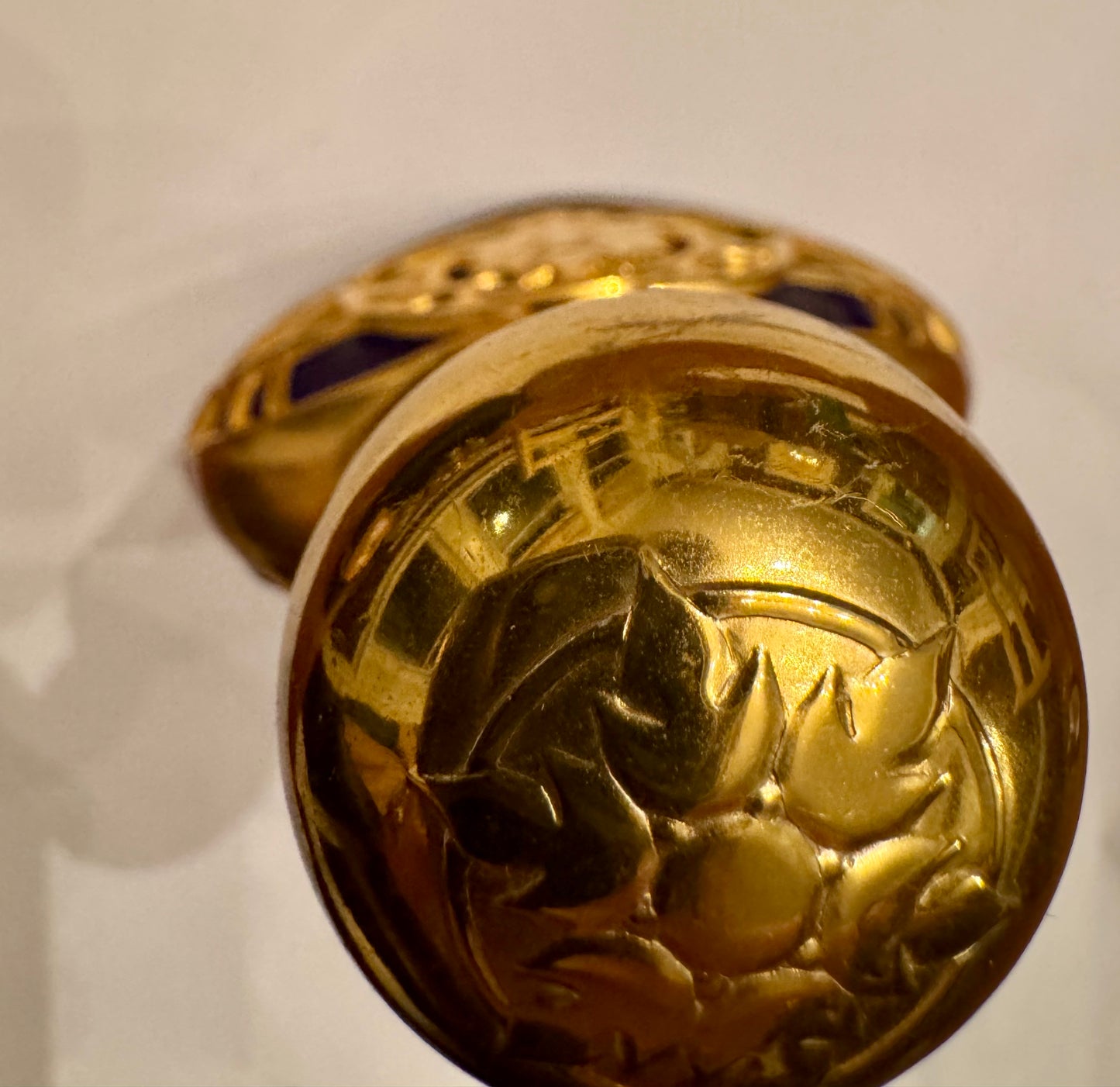 1970s cobalt blue bottle by AVON with gold decorative top