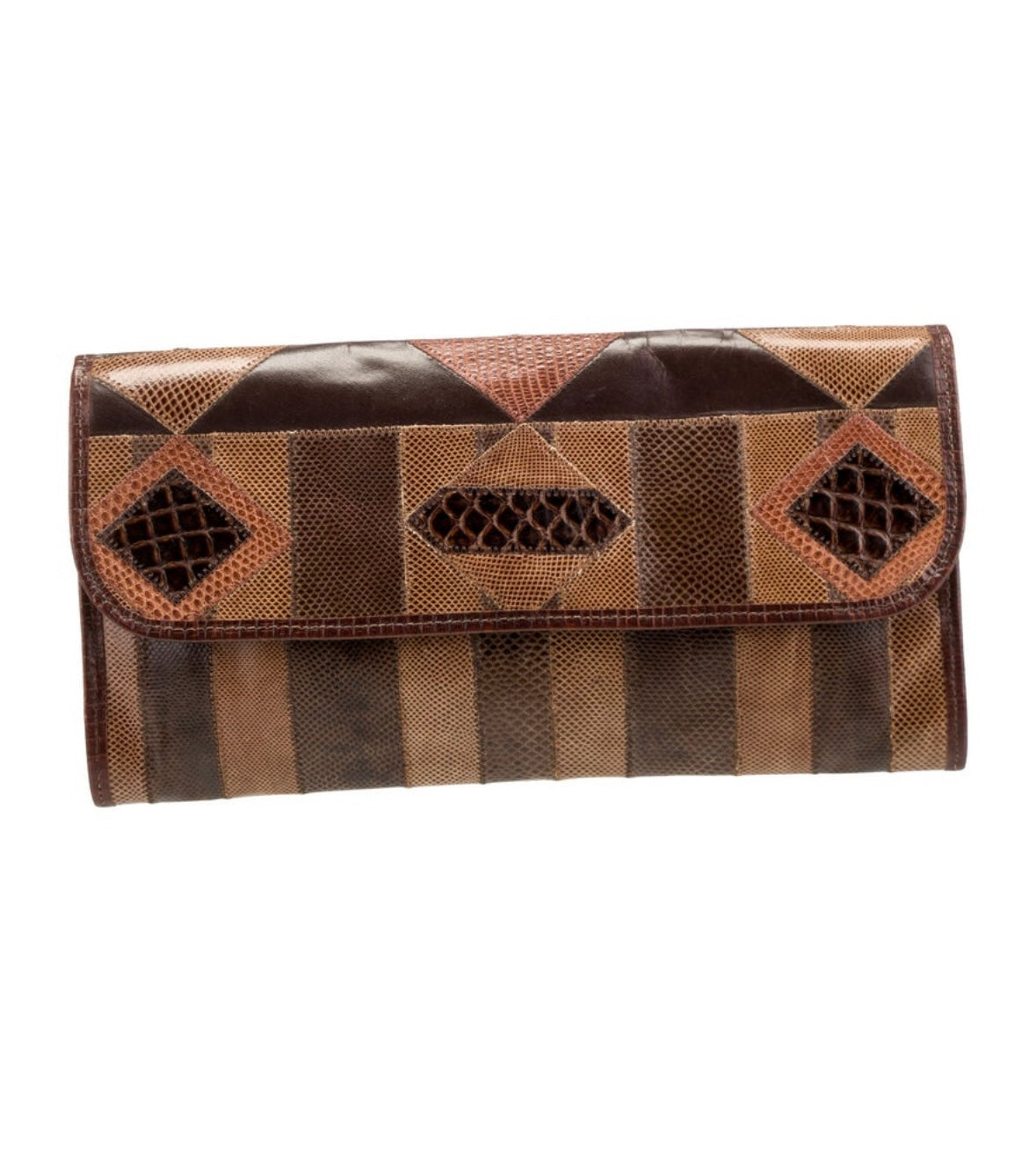 Vintage jumbo Carlos Falchi Clutch brown tones