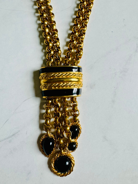 Spectacular 1970s tassel double chain necklace