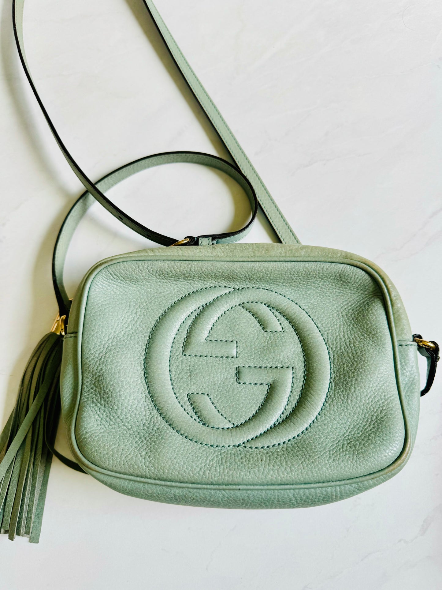 Vintage Gucci Light Teal crossbody bag with tassel