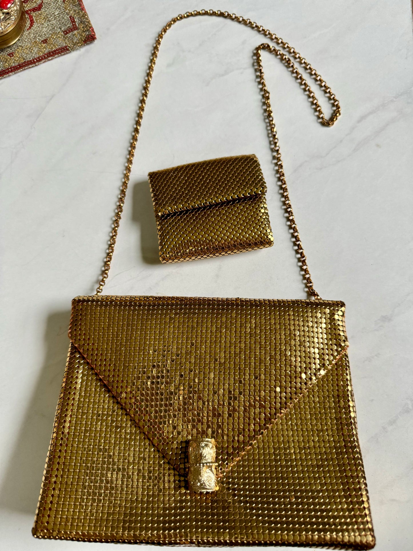 RARE vintage Whiting & Davis shoulder bag with mini wallet