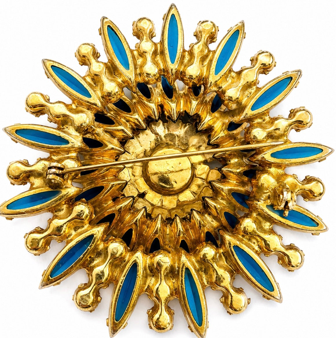 Vintage 1950s Blue Rhinestone Starburst Brooch