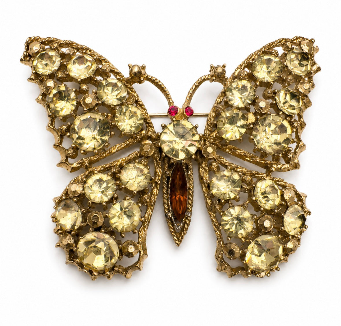 Signed Weiss Rhinestone Butterfly Brooch, c. 1950s–1960s