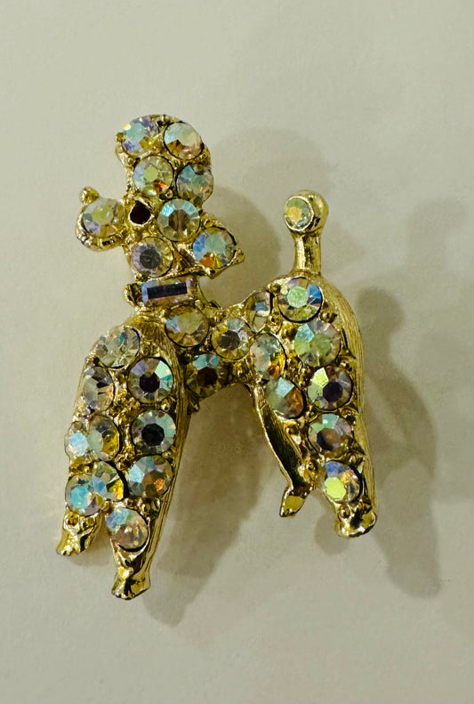 Vintage rhinestone poodle brooch